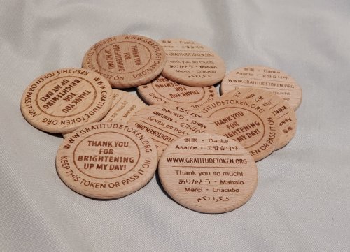 11 Wooden Gratitude Token Coins