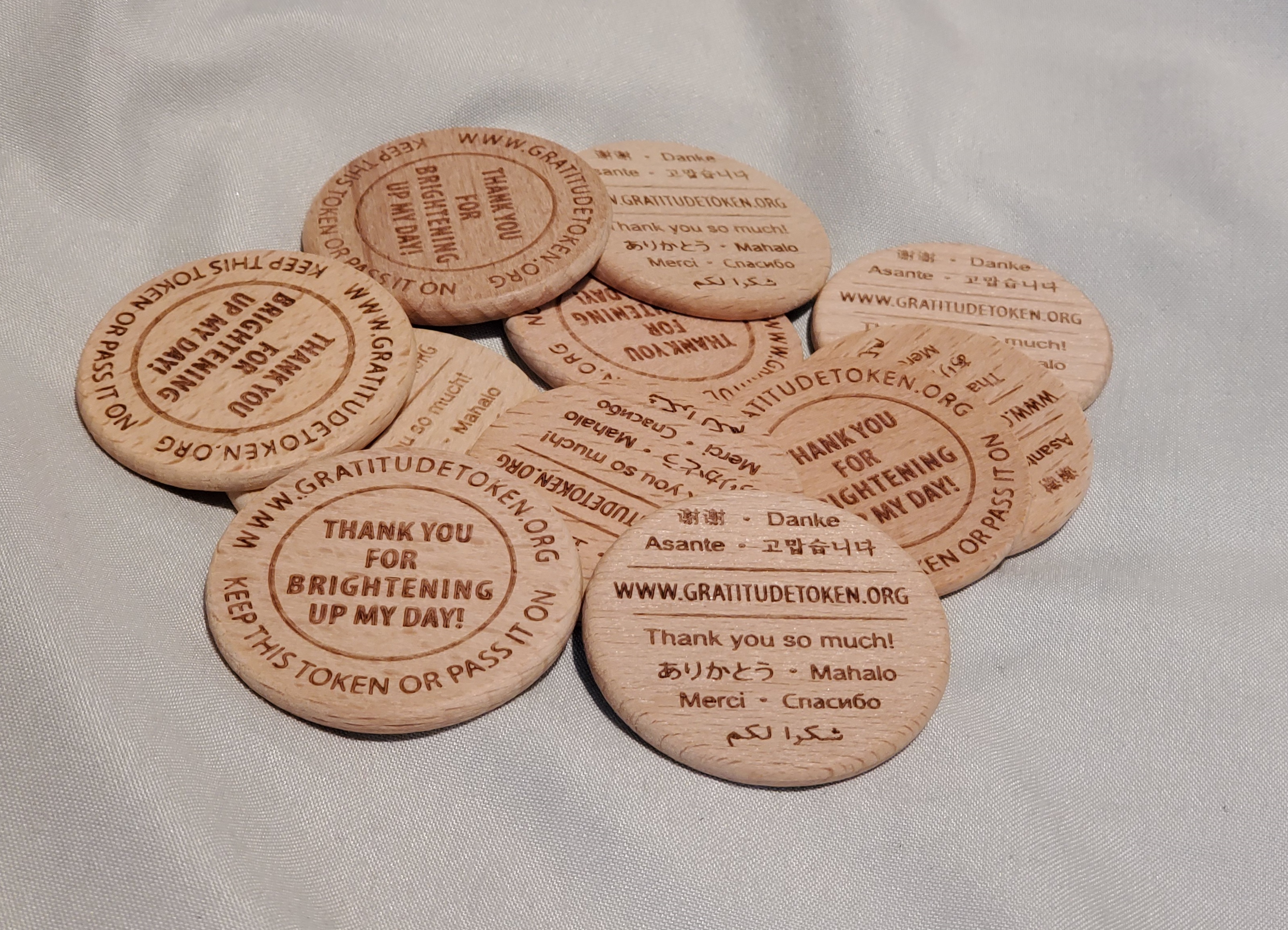 11 Wood Coins 2 11 Wooden Gratitude Token Coins